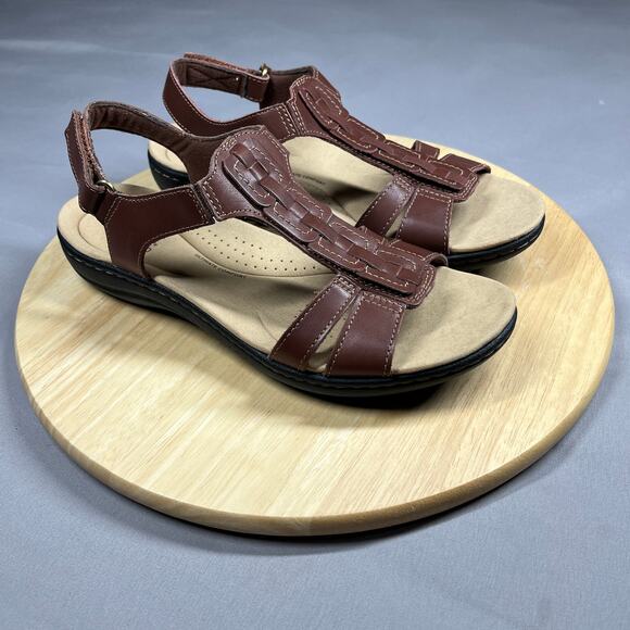 Clarks Laurieann Kay Sandals Womens Size 9M Brown T Strap Slingback Adjustable - Picture 12 of 15